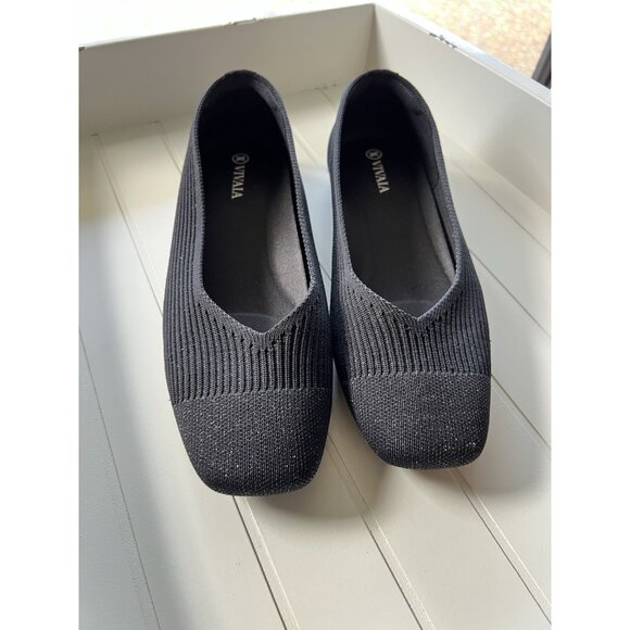 VIVAIA Black Margot 2.0 Square Toe Flat Sz 37.5w US 7 - Picture 1 of 16